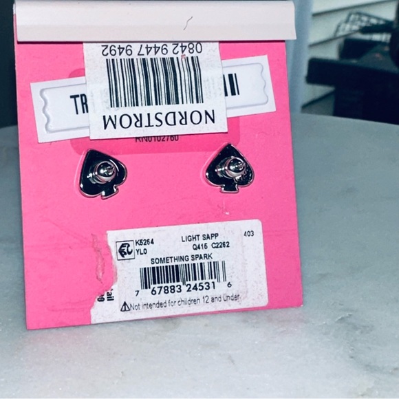 Kate Spade - Something Sparkly Spade stud earrings in silver/light sapph… - Picture 5 of 7